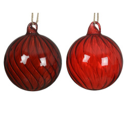 Boule de Noël en verre torsadée translucide Ø 10 cm DECORIS