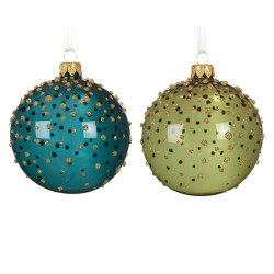 Boule de Noël en verre pois pailletés transparente Ø 8 cm DECORIS
