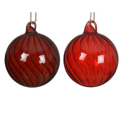 Boule de Noël en verre torsadée translucide Ø 8 cm DECORIS
