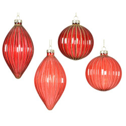 Boule de Noël en verre lignes pailletées transparente Ø 8 cm DECORIS