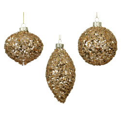 Boule de Noël en verre pailletée or Ø 8 cm DECORIS