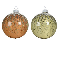 Boule de Noël en verre lignes verticales scintillantes Ø 8 cm DECORIS
