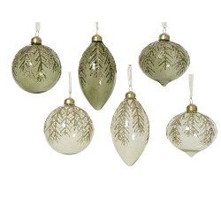 Boule de Noël en verre motif doré transparente Ø 8 cm DECORIS