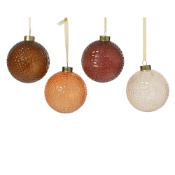 Boule de Noël en verre relief pailleté transparente Ø 8 cm DECORIS
