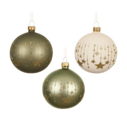 Boule de Noël en verre motif étoilé pailleté Ø 8 cm DECORIS
