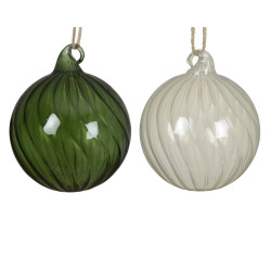 Boule de Noël en verre décor en tourbillon translucide Ø 8 cm DECORIS