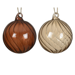 Boule de Noël en verre décor en tourbillon translucide Ø 8 cm DECORIS