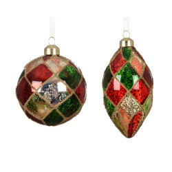 Boule de Noël en verre décor en croisillon Ø 8 cm DECORIS