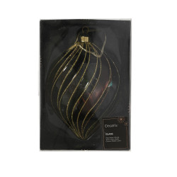 Boule de Noël en verre motif en spirale pailleté doré Ø 8 cm DECORIS