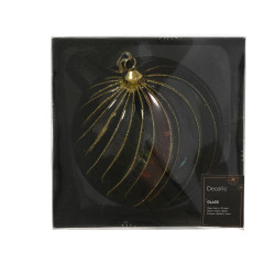 Boule de Noël en verre décor de volutes pailletées dorées  Ø 8 cm DECORIS