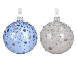 Boule de Noël en verre décor pailleté Ø 8 cm DECORIS