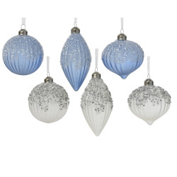 Boule de Noël en verre décor pailleté et perlé Ø 8 cm DECORIS