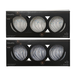 Boule de Noël en verre décor givré Ø 8 cm DECORIS