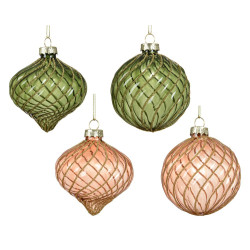 Boule de Noël en verre motif en spirale pailleté transparente Ø 8 cm DECORIS