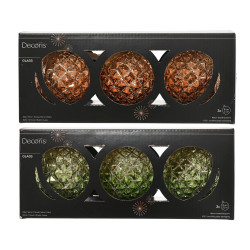 Boule de Noël en verre motif de diamants pailletés Ø 8 cm DECORIS