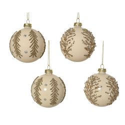 Boule de Noël en verre décor perlé Ø 8 cm DECORIS