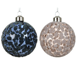Boule de Noël en verre motif moucheté transparente Ø 8 cm DECORIS