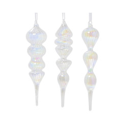 Ornement en verre transparent irisé Ø 6 x 26 cm DECORIS