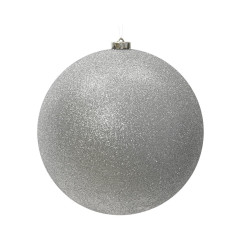 Boule de Noël incassable pailletée argent mat Ø 25 cm DECORIS