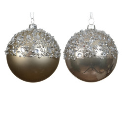 Boule de Noël incassable décor de diamants perle fumée Ø 8 cm DECORIS