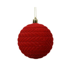 Boule de Noël en plastique motif tressé rouge Noël Ø 10 cm DECORIS