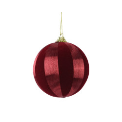 Boule de Noël en mousse effets velours et brillants bordeaux Ø 8 cm DECORIS