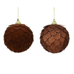 Boule de Noël en mousse motif de petites feuilles Ø 8 cm DECORIS