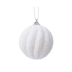 Boule de Noël en mousse relief texturé pailleté blanc d'hiver Ø 8 cm DECORIS