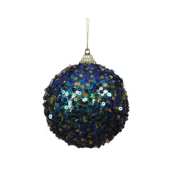 Boule de Noël en mousse décor pailleté à sequins vert émeraude Ø 8 cm DECORIS