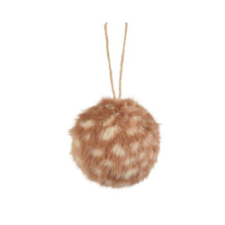 Boule de Noël en fausse fourrure effet tacheté marron Ø 8 cm DECORIS