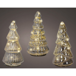 Sapin de Noël argent micro LED blanc chaud Ø 9 x 17