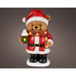 Figurine d'ours de Noël LED blanc chaud 37 cm LUMINEO