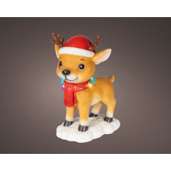 Figurine de renne de Noël micro LED blanc chaud 28 cm LUMINEO