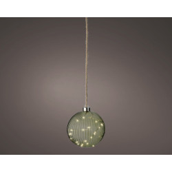 Boule en verre verte à suspendre micro LED blanc chaud Ø 14 cm LUMINEO