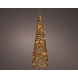 Cône en osier marron LED blanc doré Ø 18 x 60 cm LUMINEO