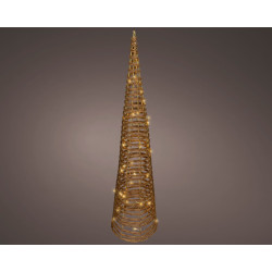 Cône en osier marron LED blanc doré Ø 23 x 90 cm LUMINEO
