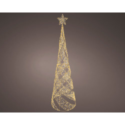 Sapin de Noël en métal micro LED blanc chaud Ø 50 x 168 cm LUMINEO