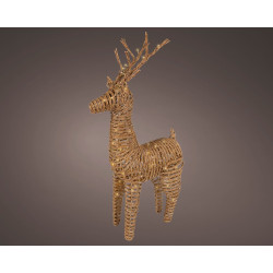 Renne en osier marron LED blanc chaud 24 x 60 x 104 cm LUMINEO