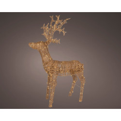 Renne en osier marron LED blanc chaud 38 x 107 x 180 cm LUMINEO