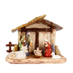 Crèche de Noël en porcelaine 27 x 11 x 20 cm avec 5 figurines DECORIS