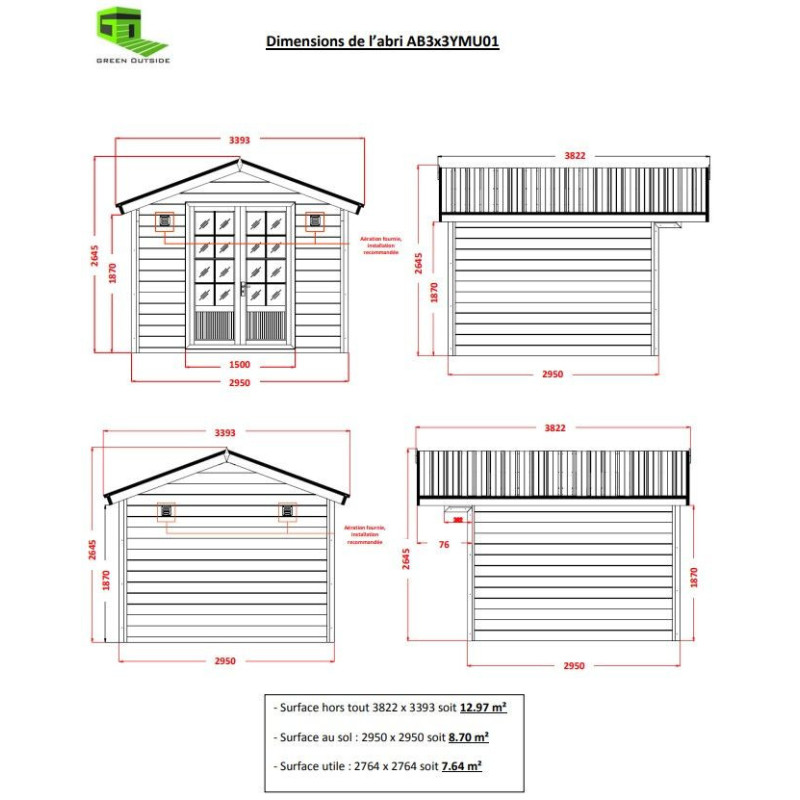 Abri de Jardin Résine Gris 12,97 m² – Durable & Écologique