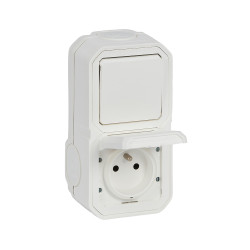 Interrupteur bipolaire avec prise Plexo blanc LEGRAND