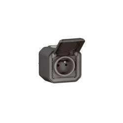 Prise avec broche de terre Plexo noir LEGRAND