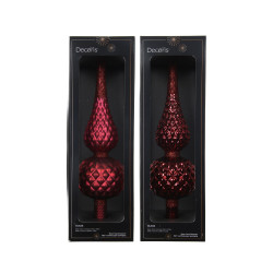 Cimier en verre pailleté bordeaux Ø 8 x 31 cm DECORIS