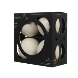 Set de boules de Noël en verre blanc laine Ø 10 cm 4 pièces DECORIS