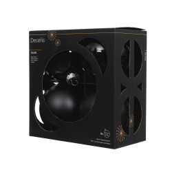 Set de boules de Noël en verre noires Ø 10 cm 4 pièces DECORIS