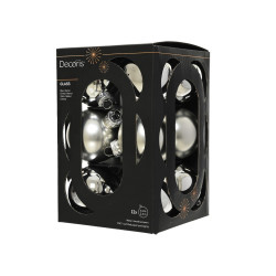 Set de boules de Noël en verre argentées Ø 6 cm 12 pièces DECORIS