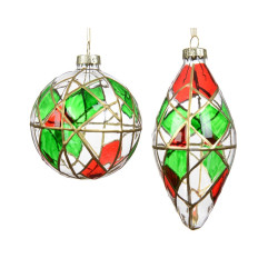 Boule de Noël en verre décor en mosaïque transparente Ø 8 cm DECORIS