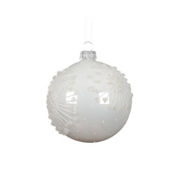 Boule de Noël en verre décor de flocons de neige blanche Ø 8 cm DECORIS