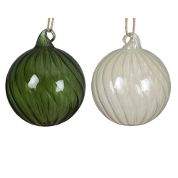 Boule de Noël en verre décor en tourbillon translucide Ø 10 cm DECORIS